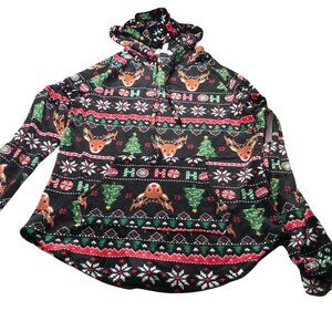 No Bo Junior's Christmas Plush Hooded Pullover Deer Ho Ho Size Sm 3-5 Black New
